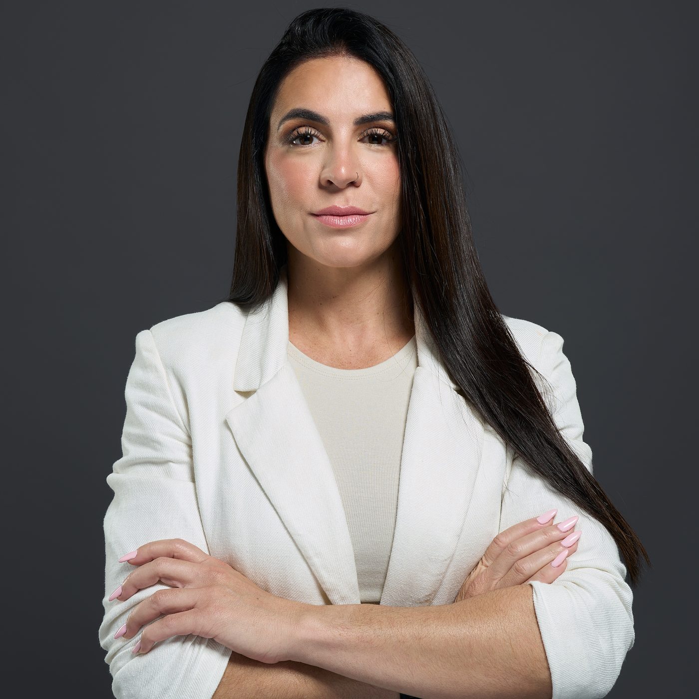 Close portrait, neutral backdrop